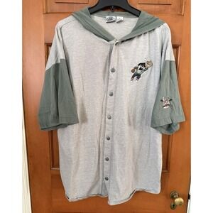 Men's Acme Clothing Vintage 90's Shirt Loony Tunes Taz Gray Raglan Sleeve Hooded